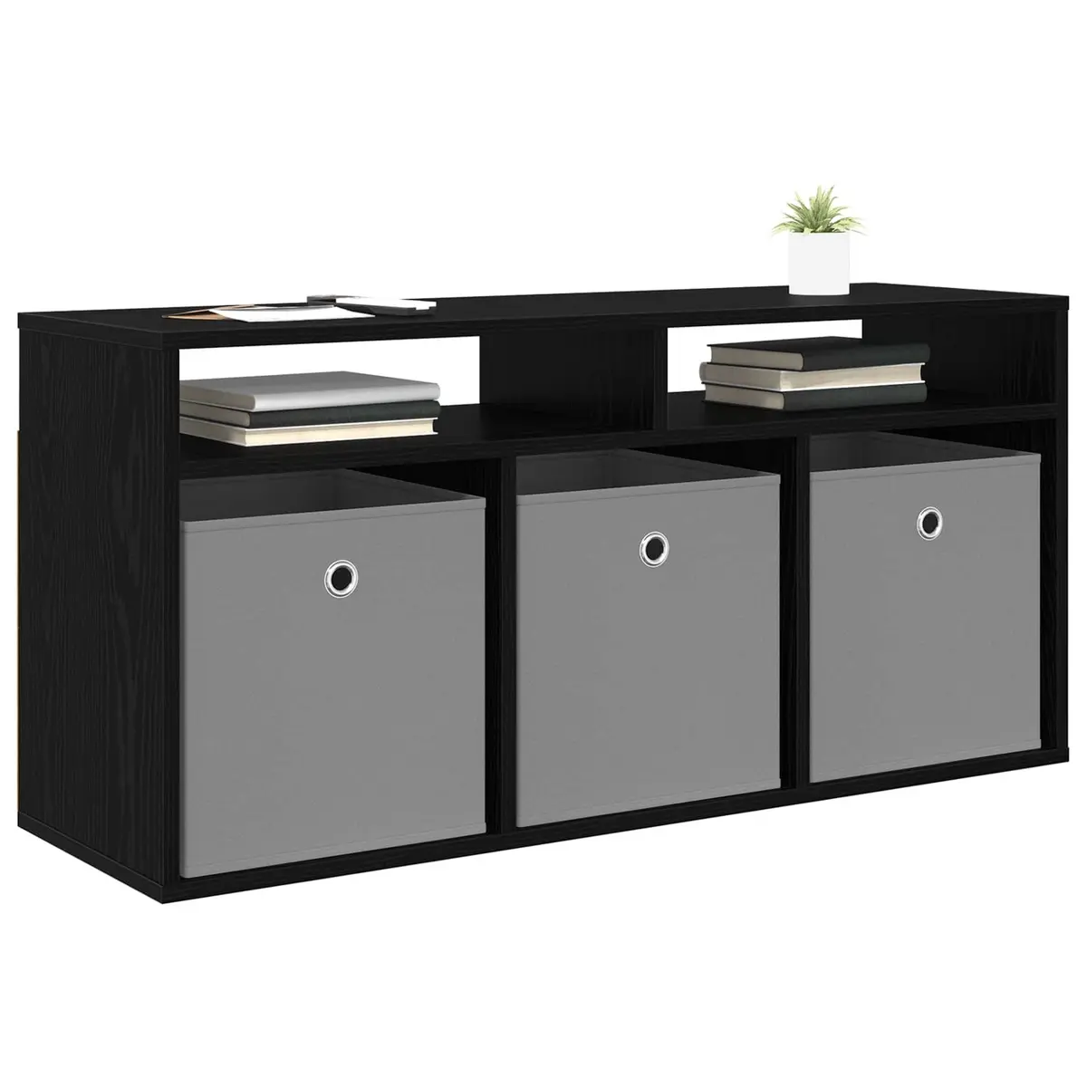 TV Lowboard Engineered Wood 102x32x48.5cm Black Oak