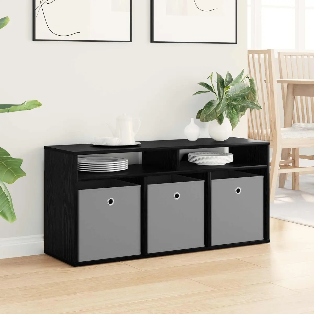 TV Lowboard Engineered Wood 102x32x48.5cm Black Oak