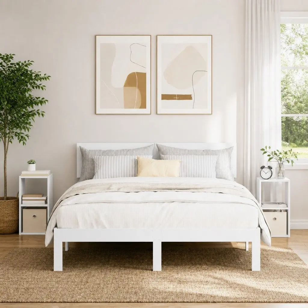 Bedside Table 2 pcs White 25.5 x 22 x 49.5 cm Engineered Wood Modern Nightstand