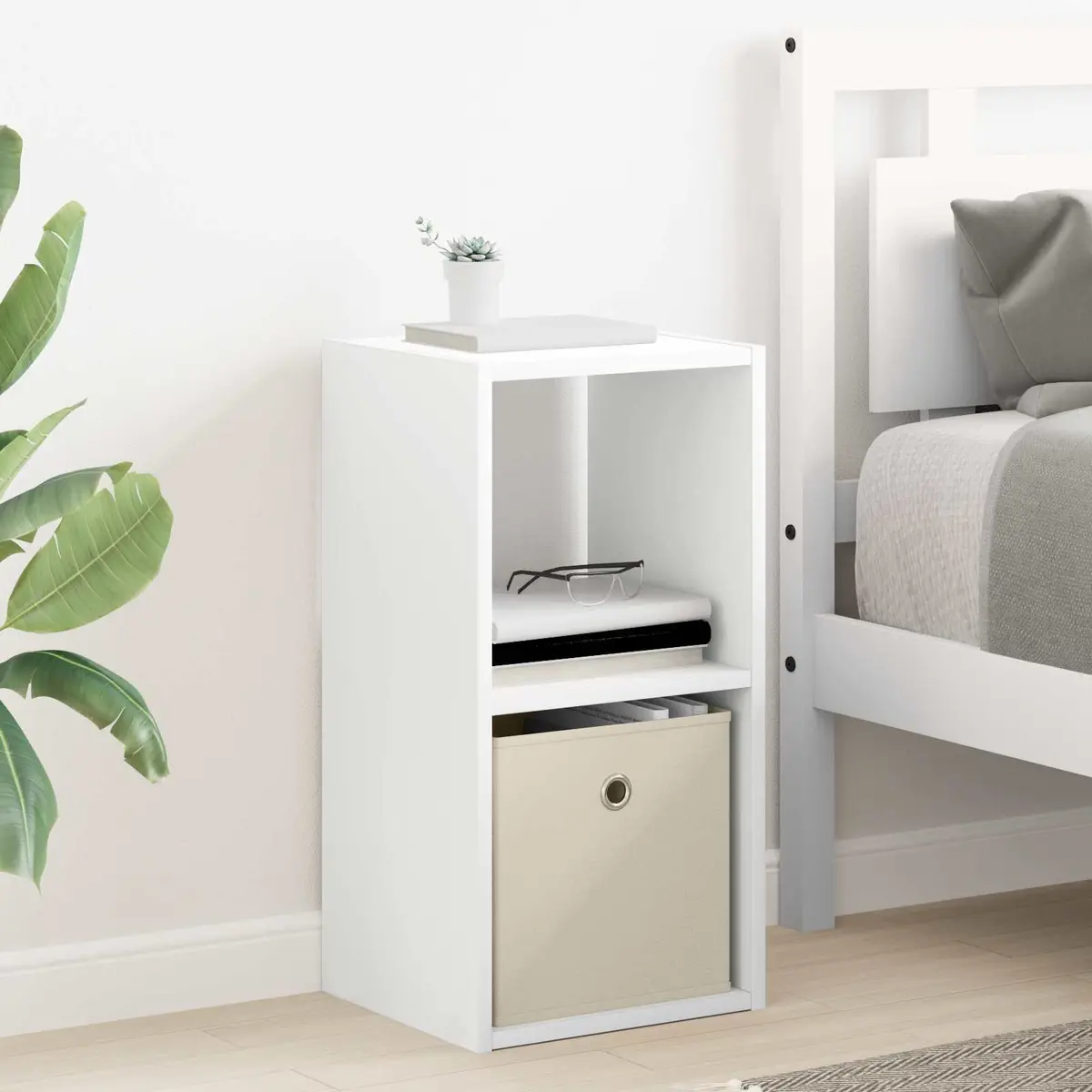 White Bedside Table Set with Drawers
