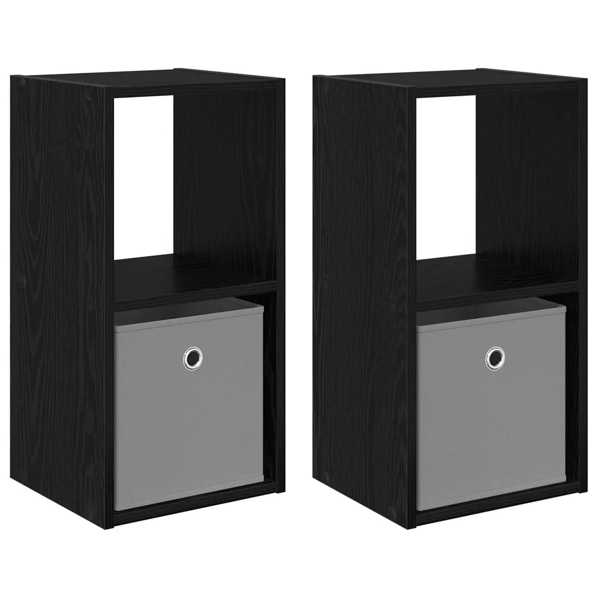 Bedside Table Engineered Wood 30.5 x 27 x 59.5 cm Black 2 Piece
