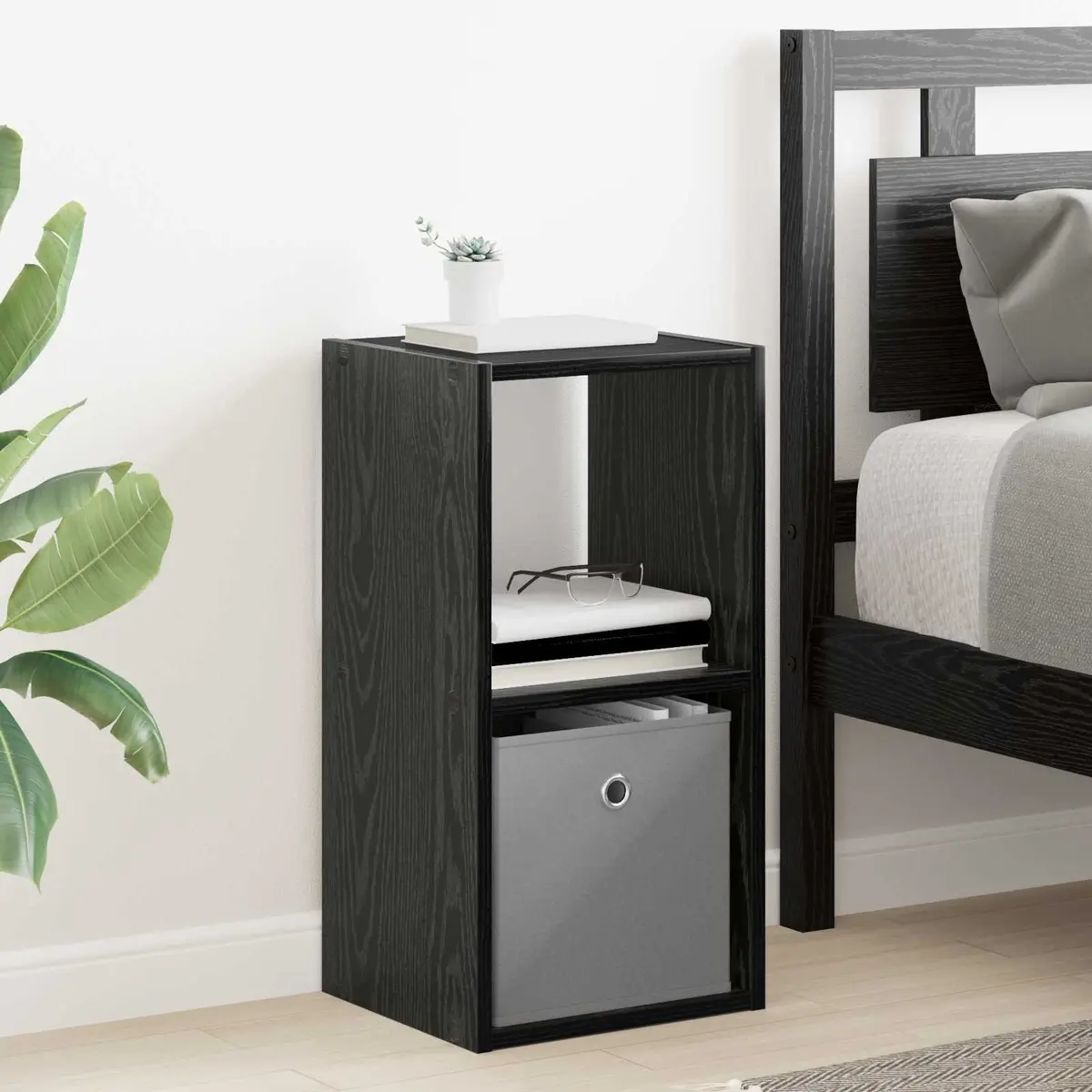 Bedside Table Engineered Wood 30.5 x 27 x 59.5 cm Black 2 Piece
