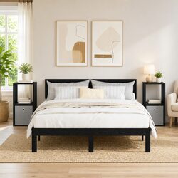 Stylish Black Bedside Table Set of 2 for Modern Spaces