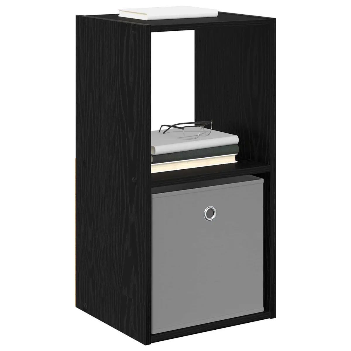 Bedside Table 2 Pieces Black Engineered Wood Bedroom Furniture Storage Drawers