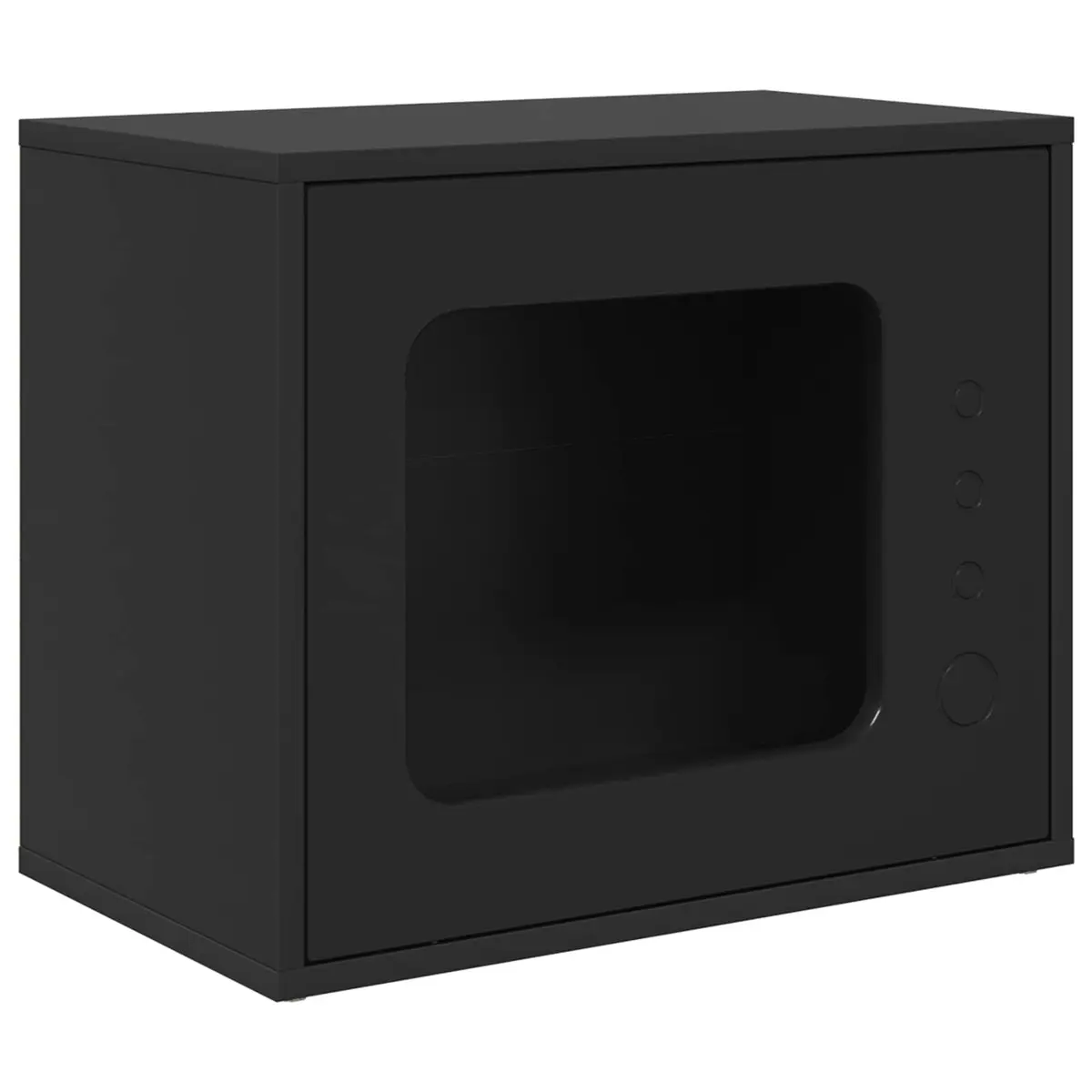Black Engineered Wood Cat House for Indoor Use