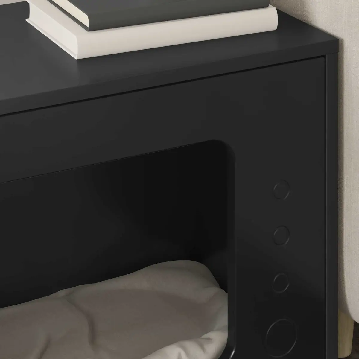 Black Engineered Wood Cat House for Indoor Use