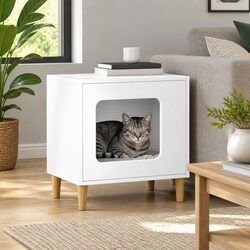Stylish Modern White Cat House with Durable Build