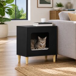 Modern Black Cat House with Durable Engineered Wood