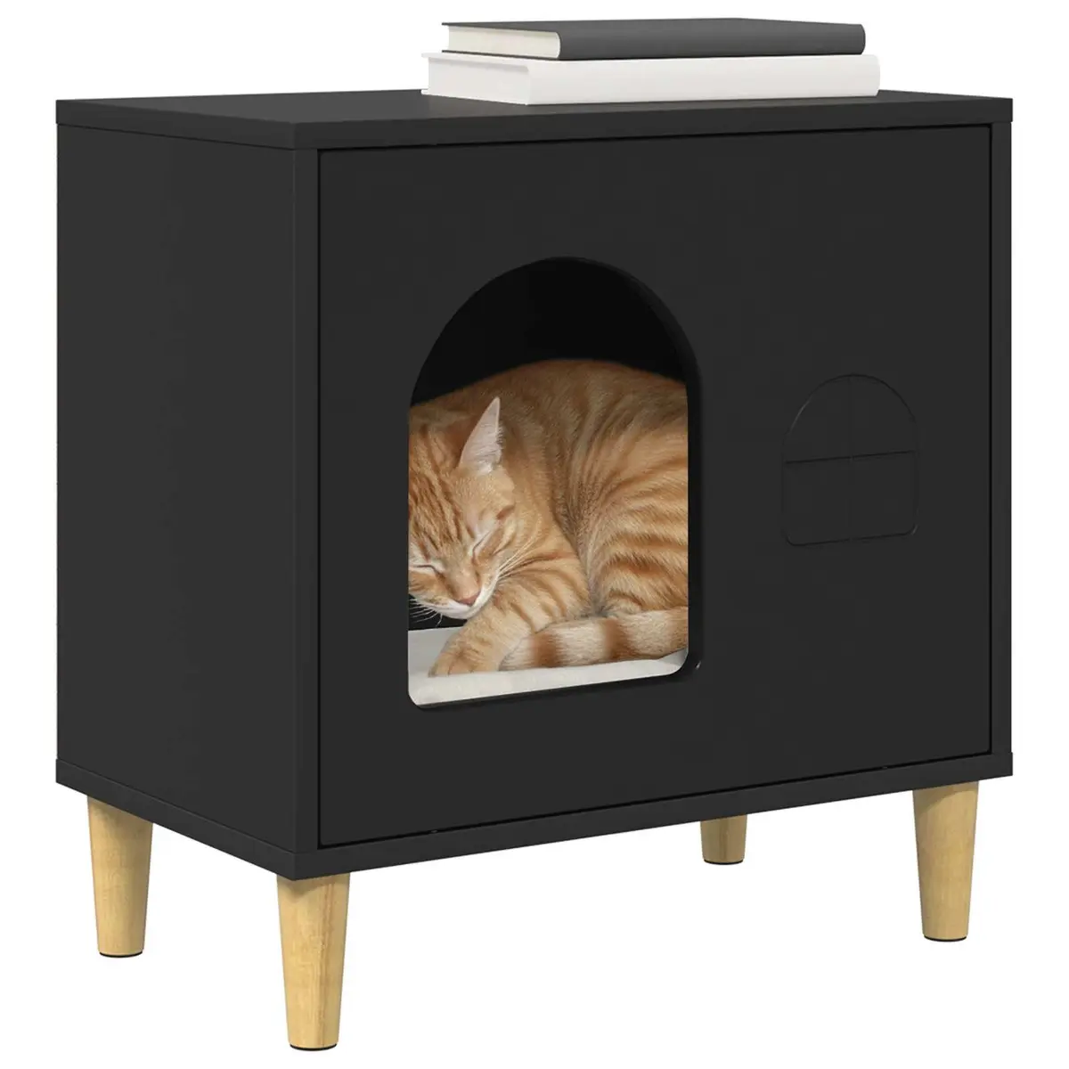 Cat House Engineered Wood 51 x 30 x 52 cm Black