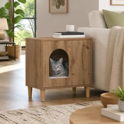 Durable Cat House for Indoor Use in Brown