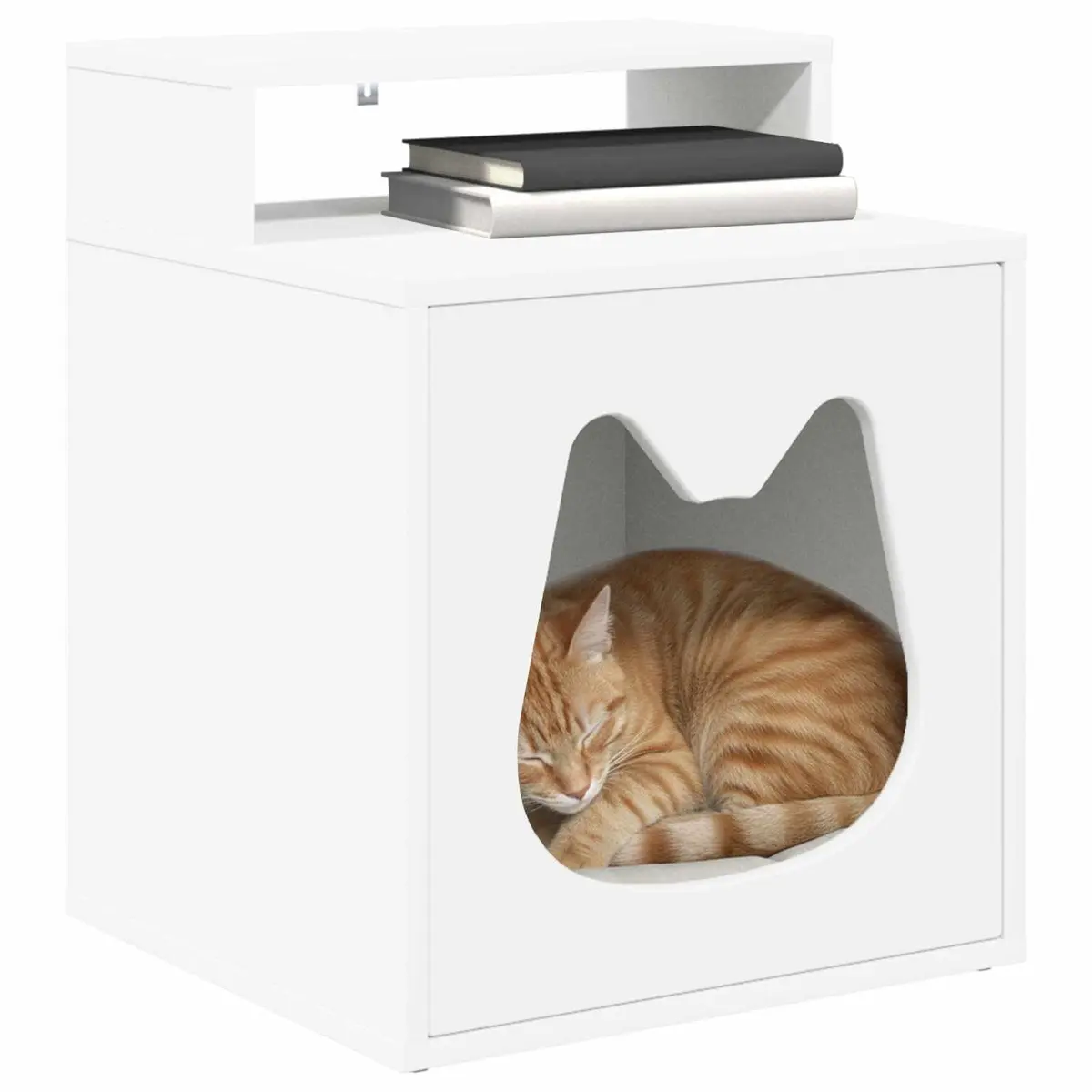 White Engineered Wood Cat House for Indoor Use