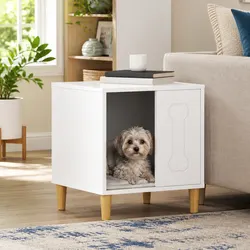 Stylish White Wooden Dog House with Modern Design 44x42x49cm