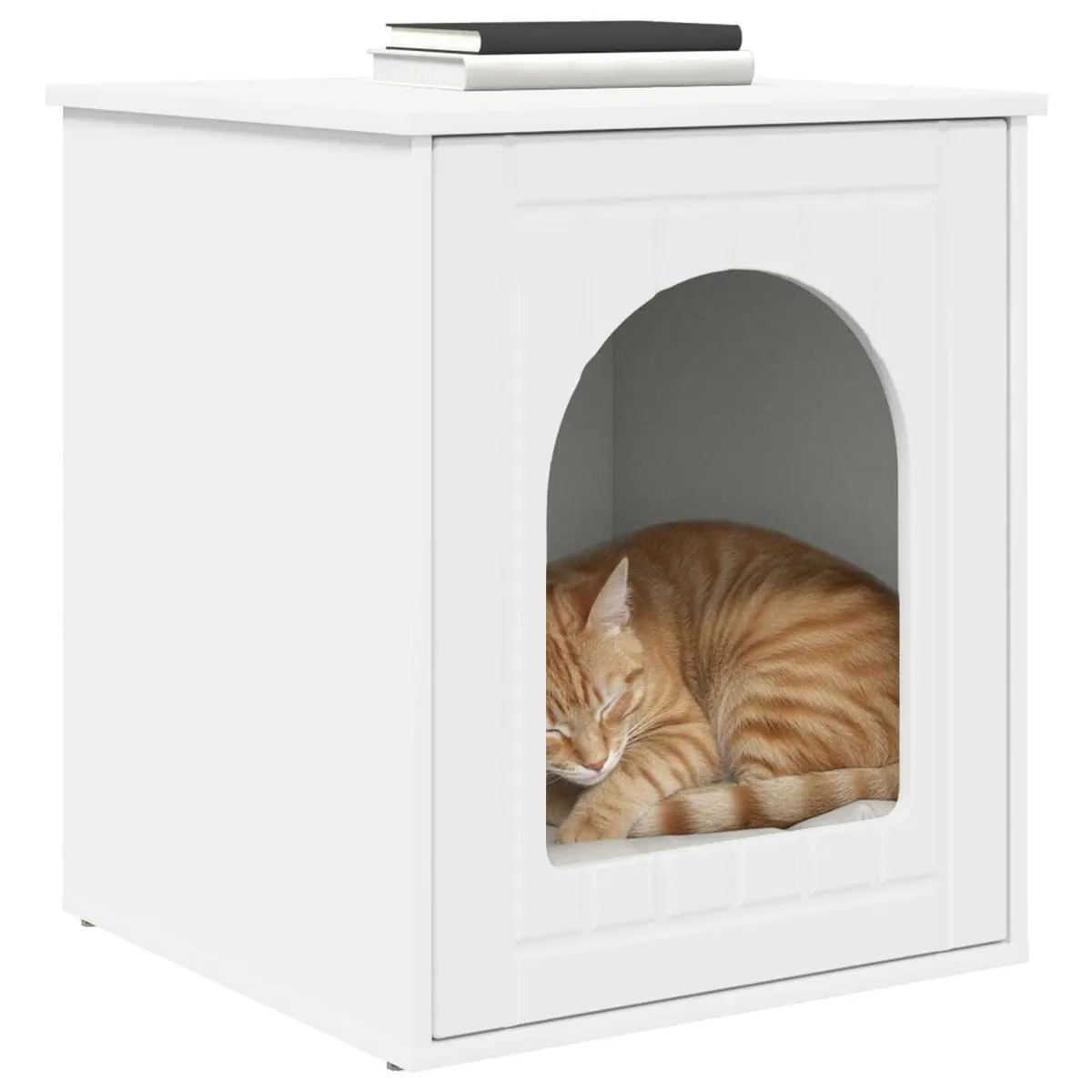 White Engineered Wood Cat House for Indoor Spaces