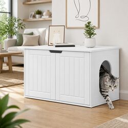 Modern White Cat House with Durable Engineered Wood