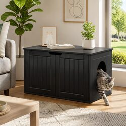 Modern Black Cat House for Indoor Use - 85 x 55 x 50.5 cm
