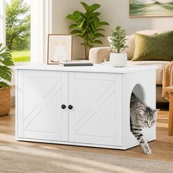 Stylish Indoor Cat House in White with Durable Design