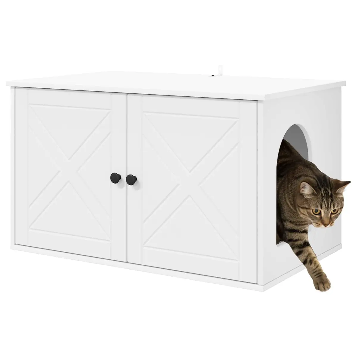 Cat House Engineered Wood 85x55x50.5cm White Indoor Pet Furniture Hideout