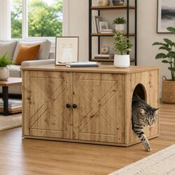 Stylish Brown Engineered Wood Cat House for Indoor Use