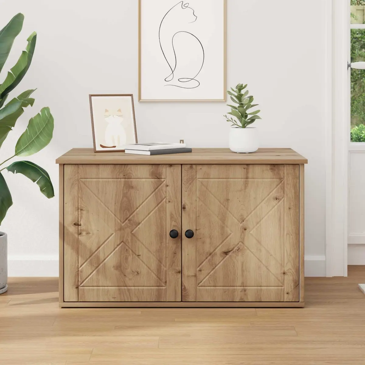 Brown Engineered Wood Cat House for Indoor Use