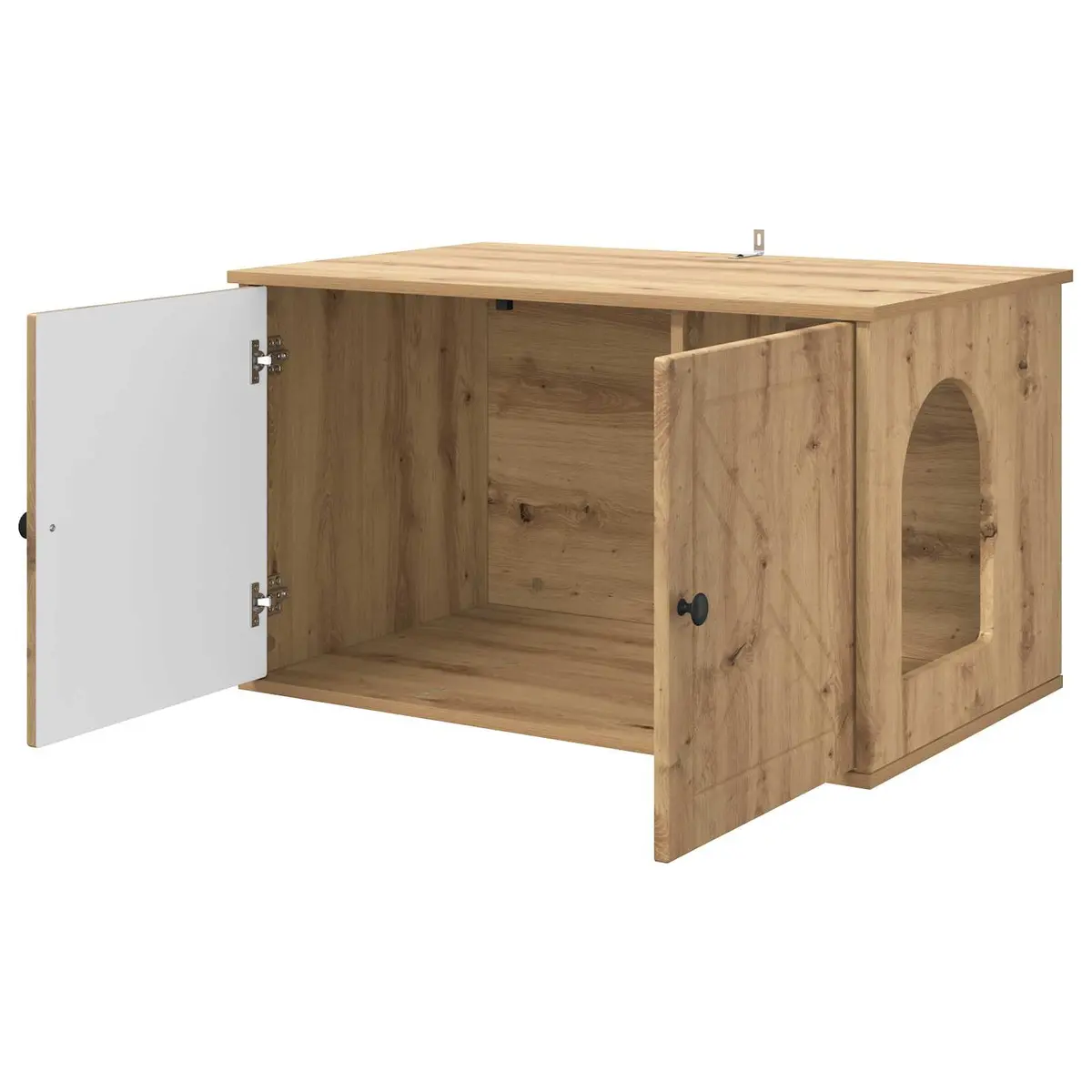 Brown Engineered Wood Cat House for Indoor Use