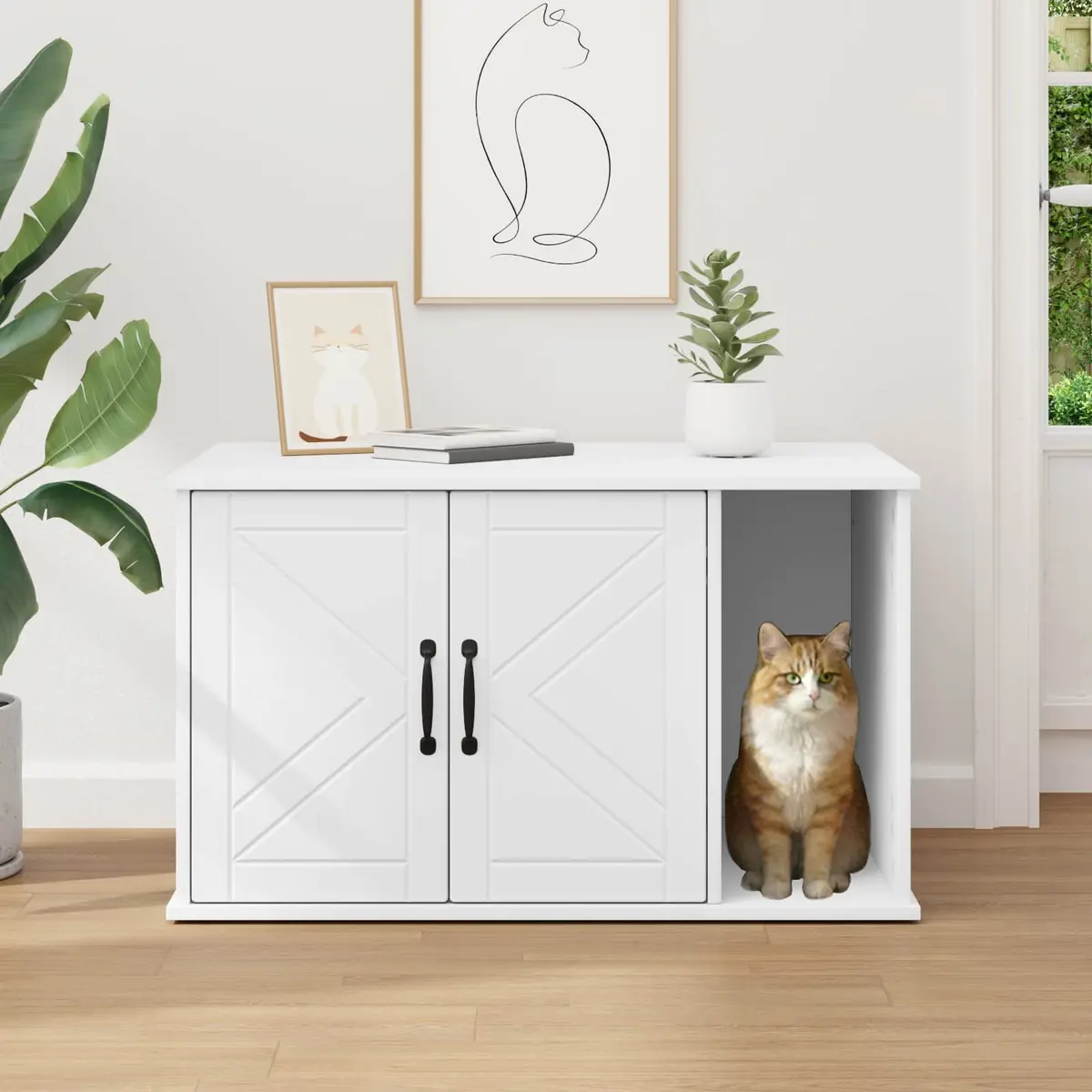 Cat House Engineered Wood 85 x 55 x 50 cm White