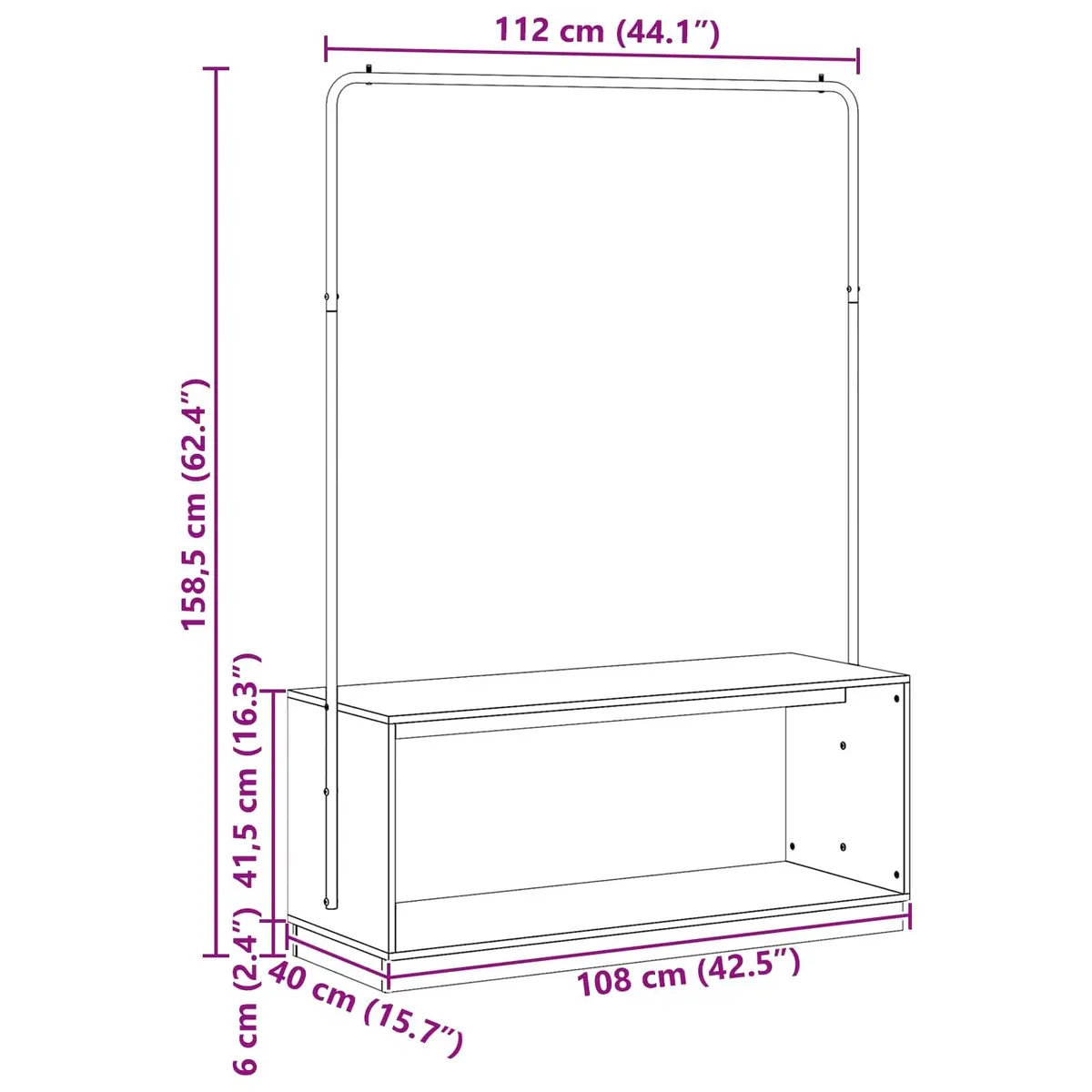 White and Black Clothes Rack for Bedroom Storage