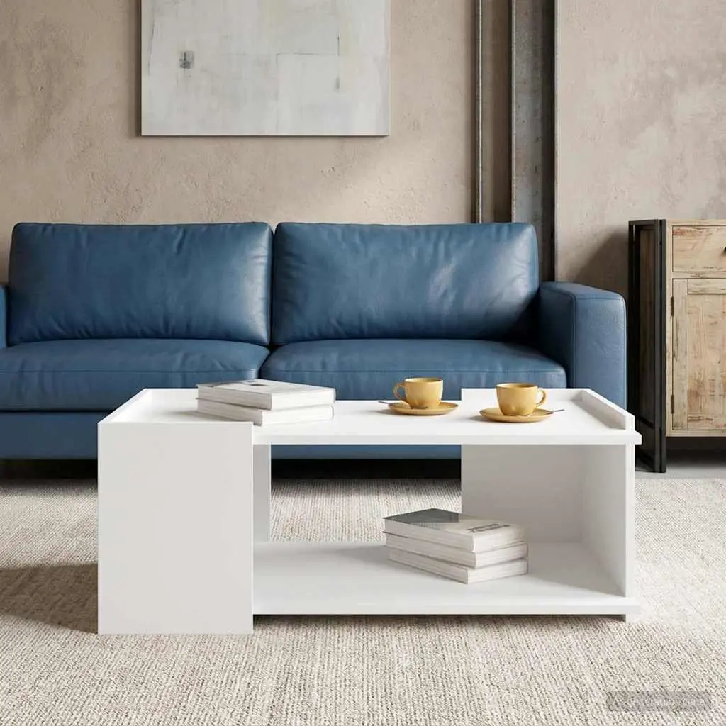 Coffee Table Engineered Wood 90 x 50 x 33 cm White
