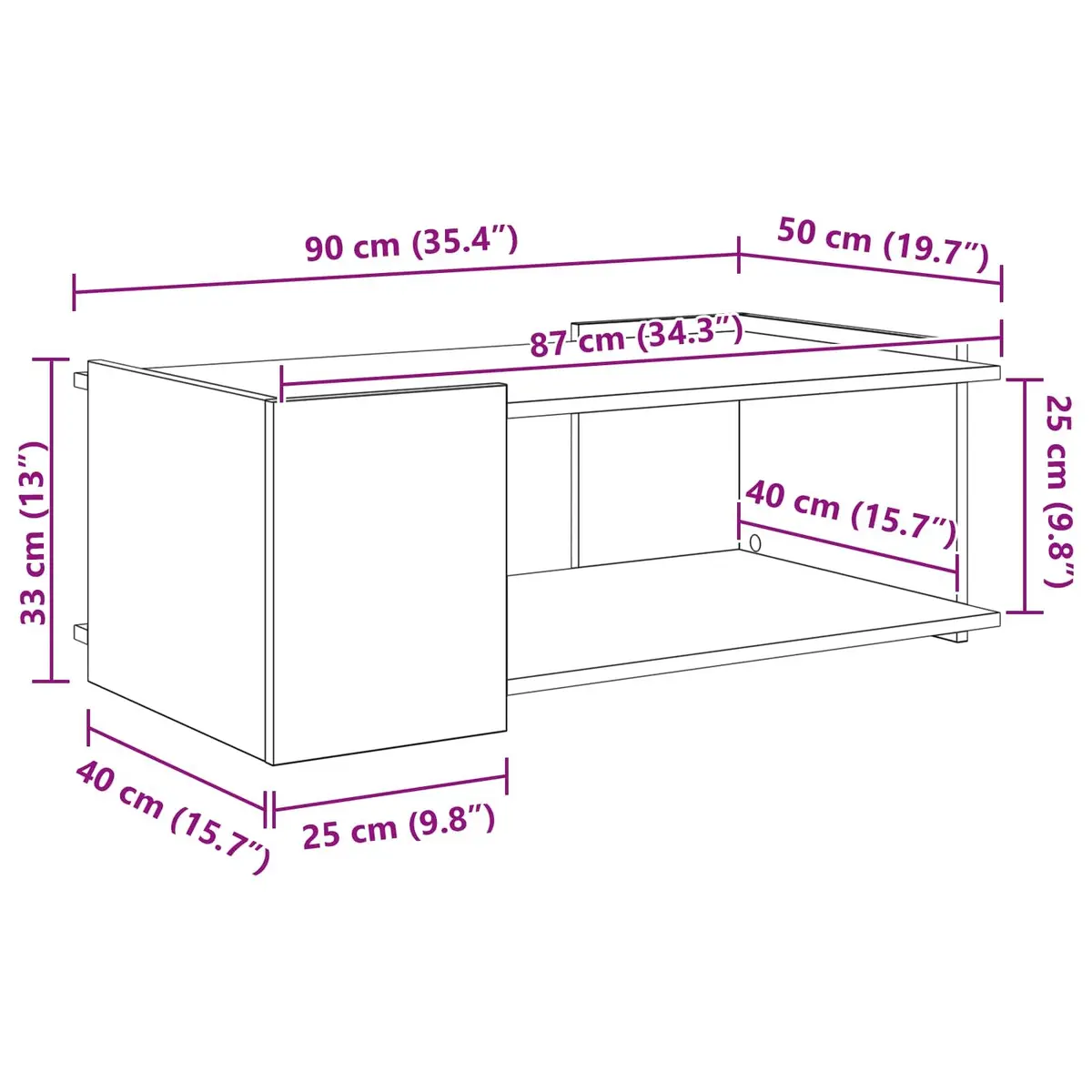 Coffee Table Engineered Wood 90 x 50 x 33 cm White