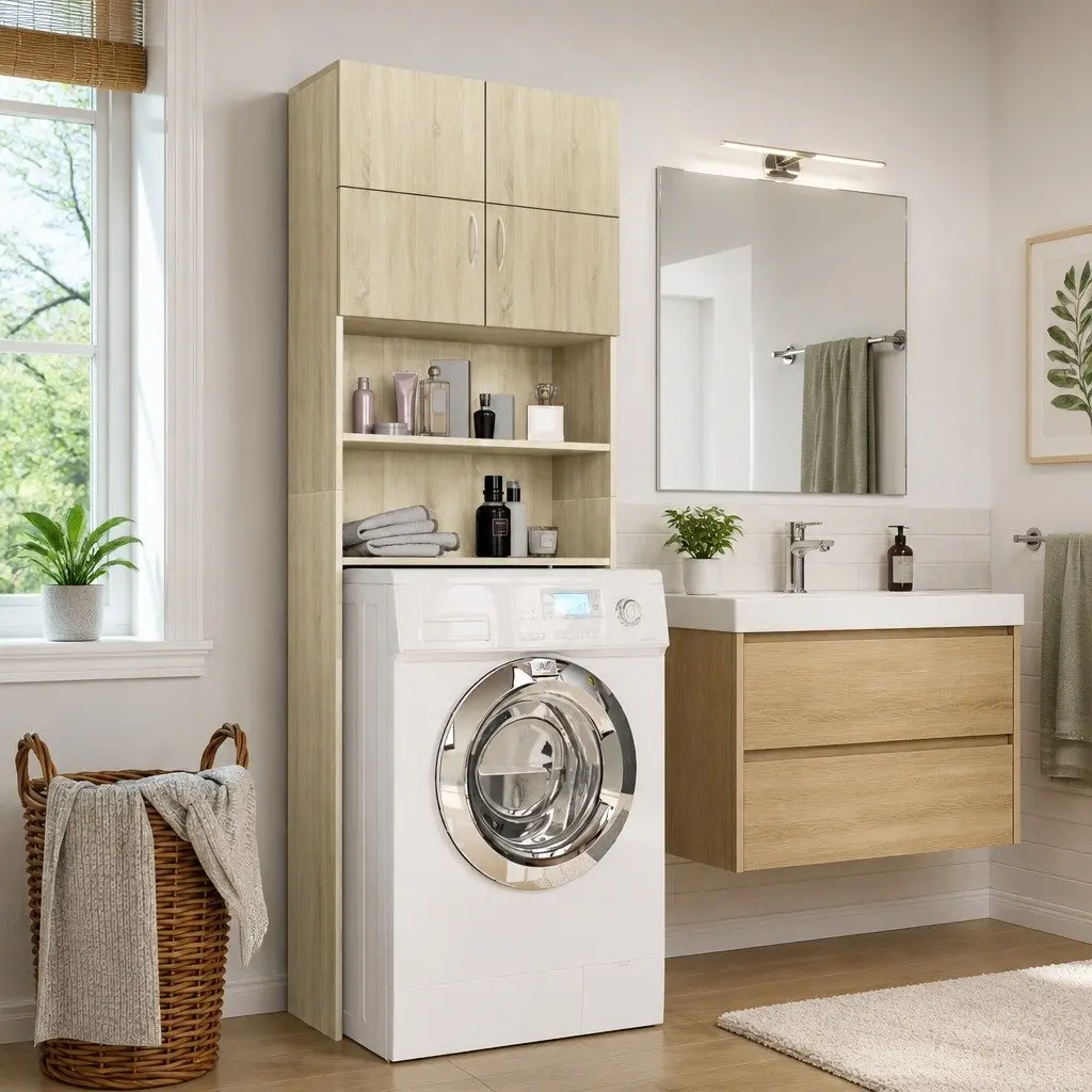 Sonoma Oak Washing Machine Storage Cabinet