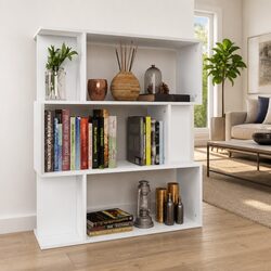 Sturdy White Book Cabinet Room Divider 80x24x96cm