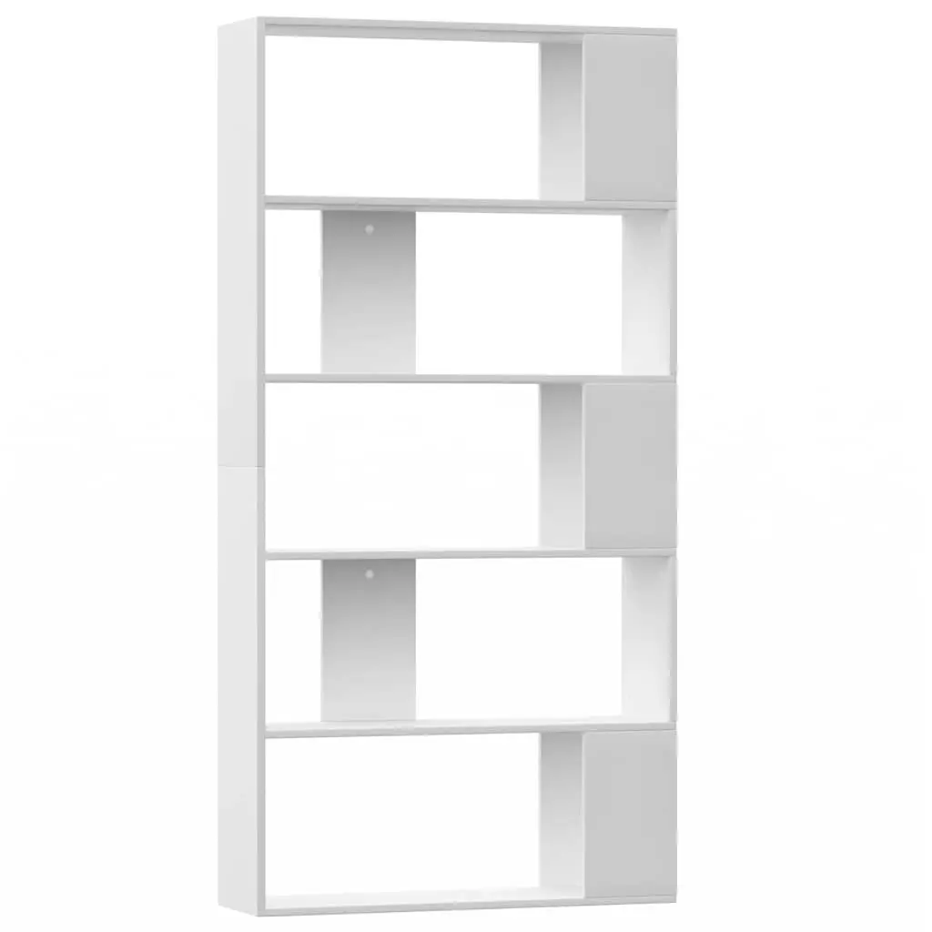 White Engineered Wood 5-Shelf Book Cabinet