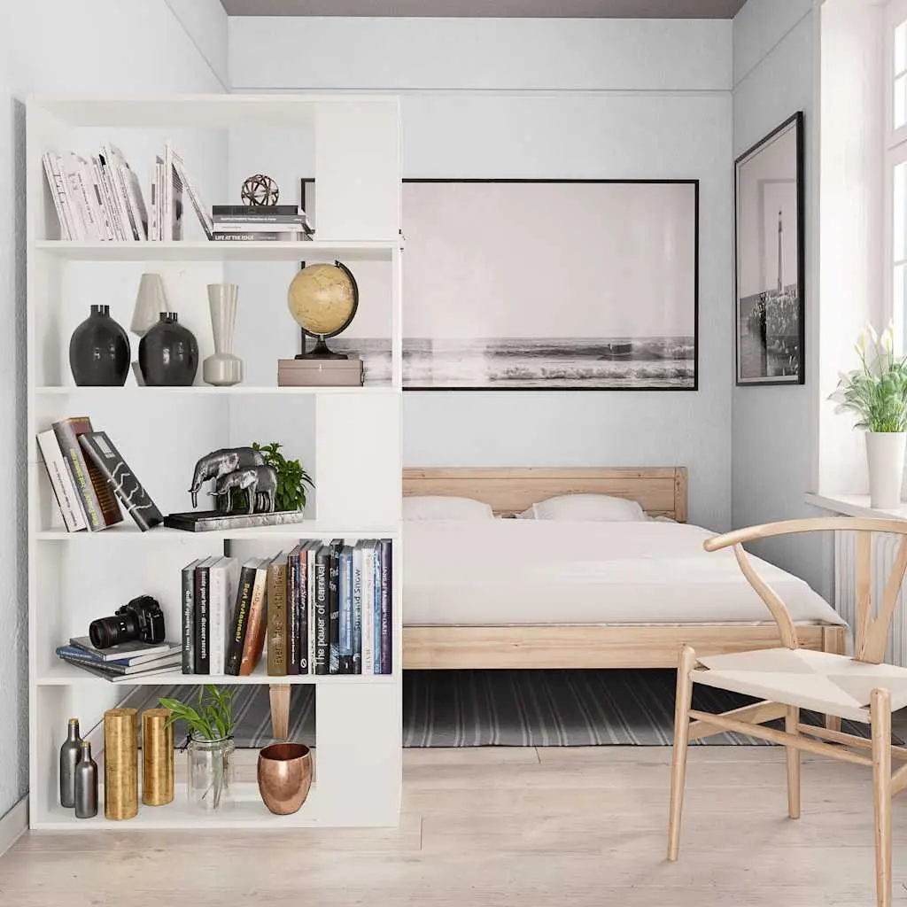 White Engineered Wood 5-Shelf Book Cabinet