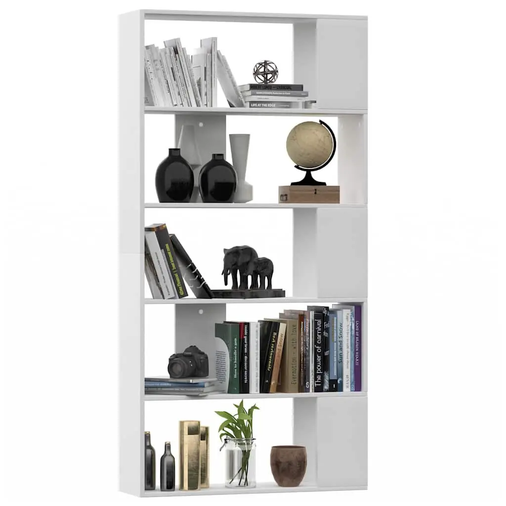 White Engineered Wood 5-Shelf Book Cabinet
