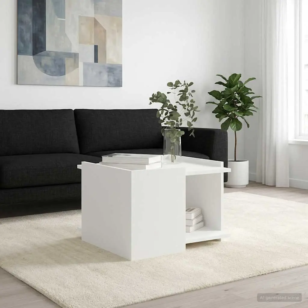 Coffee Table Engineered Wood 50.5 x 50 x 33 cm White