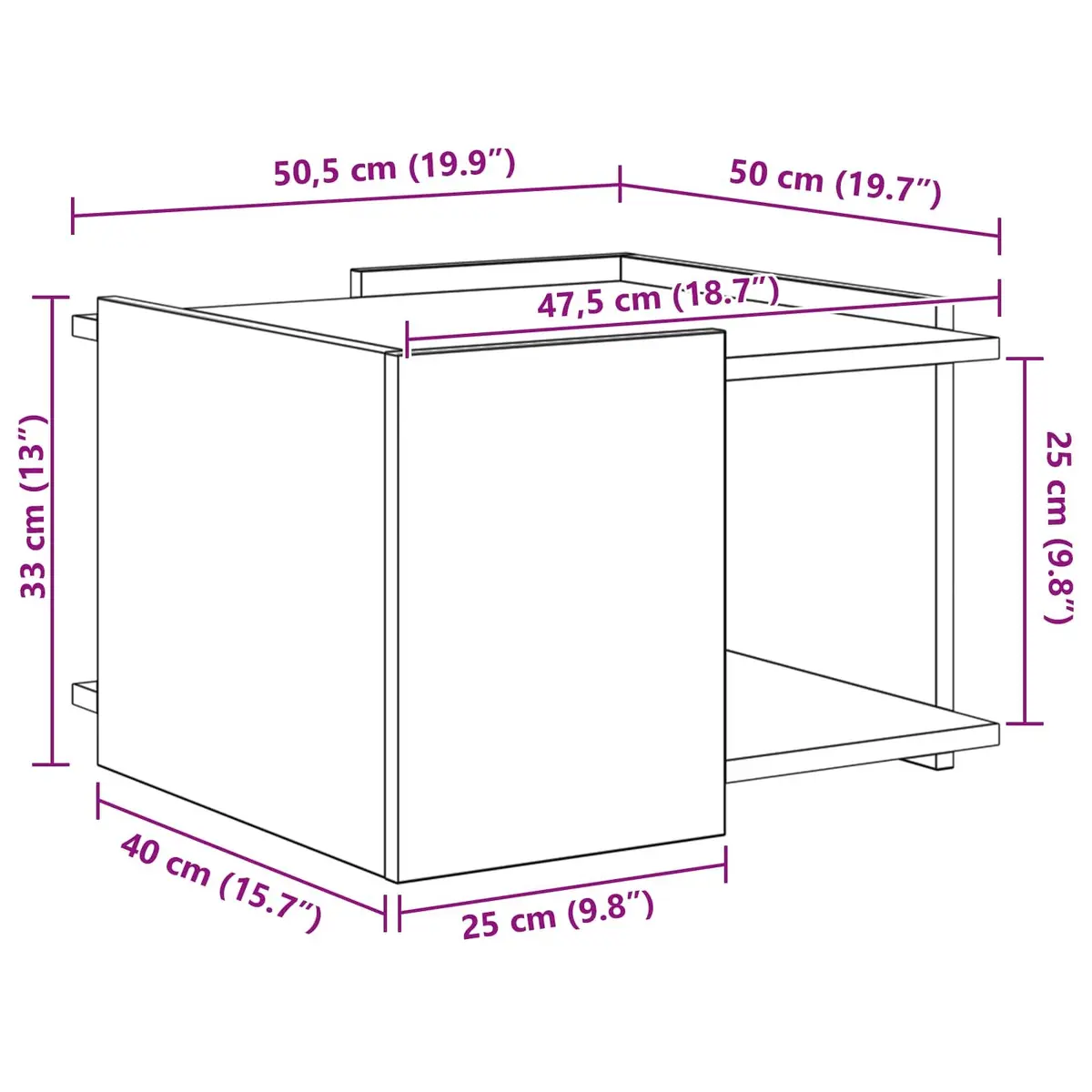 Coffee Table Engineered Wood 50.5 x 50 x 33 cm White