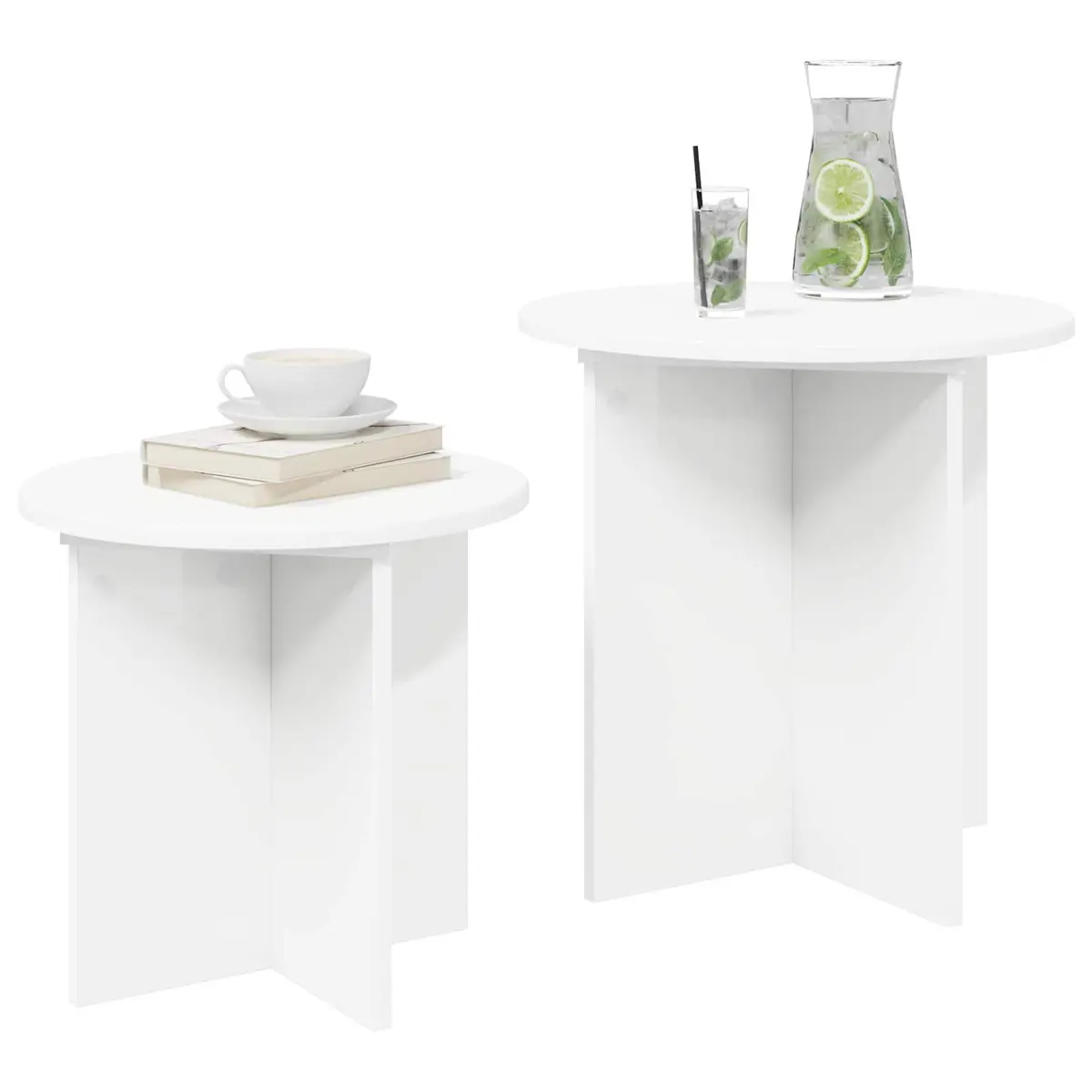 Side Table Set 2 Piece Engineered Wood Nesting Tables Living Room Bedroom Accent