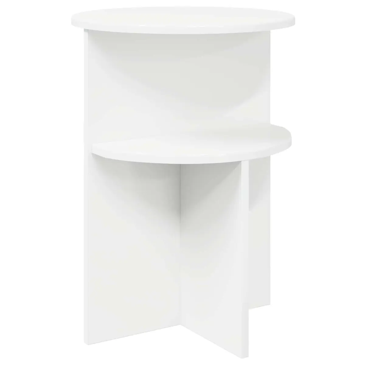 Side Table Engineered Wood Round White 39.5 cm