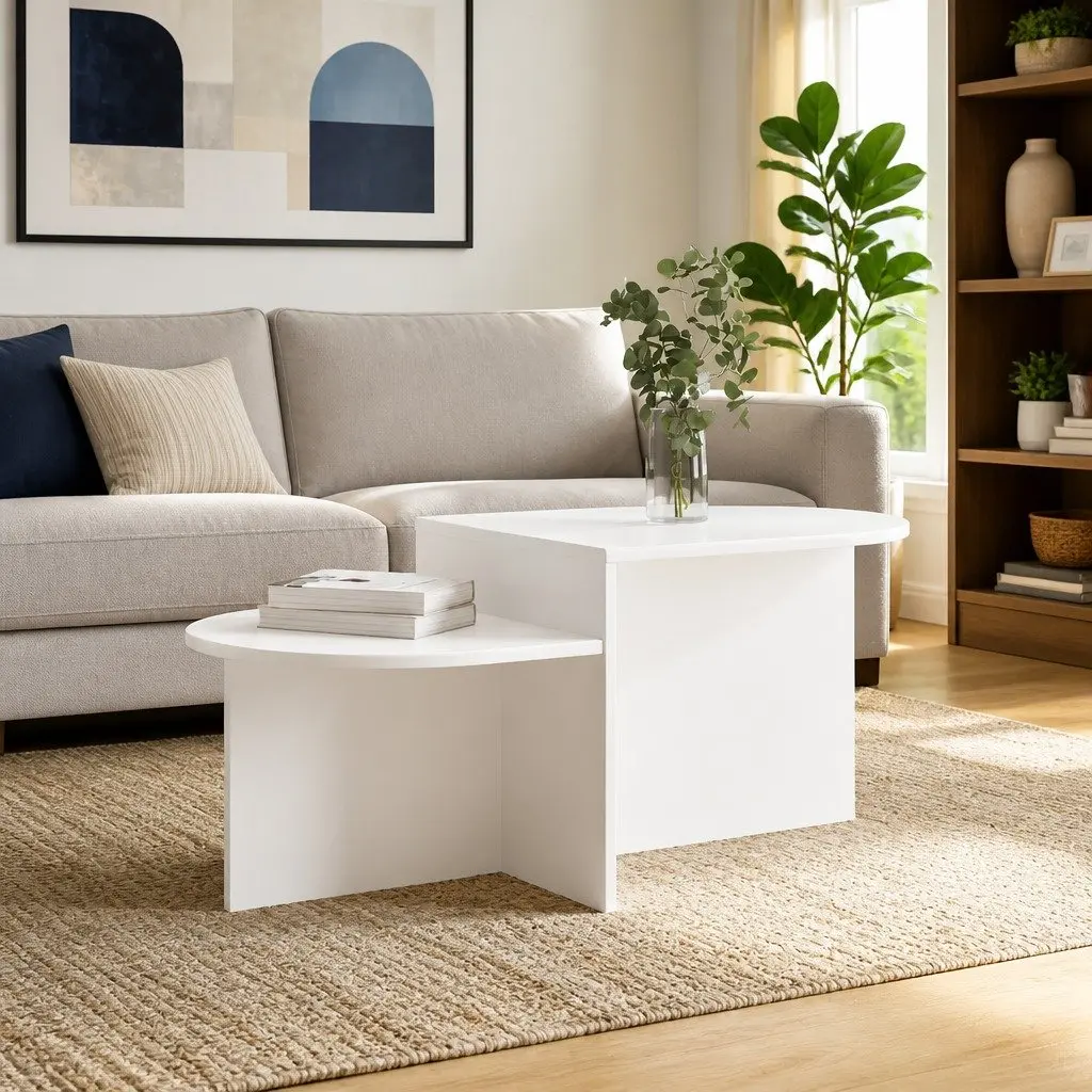 White Coffee Table 100 x 50 x 40 cm with Storage