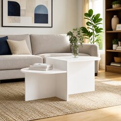 Stylish White Coffee Table 100 x 50 x 40 cm with Storage