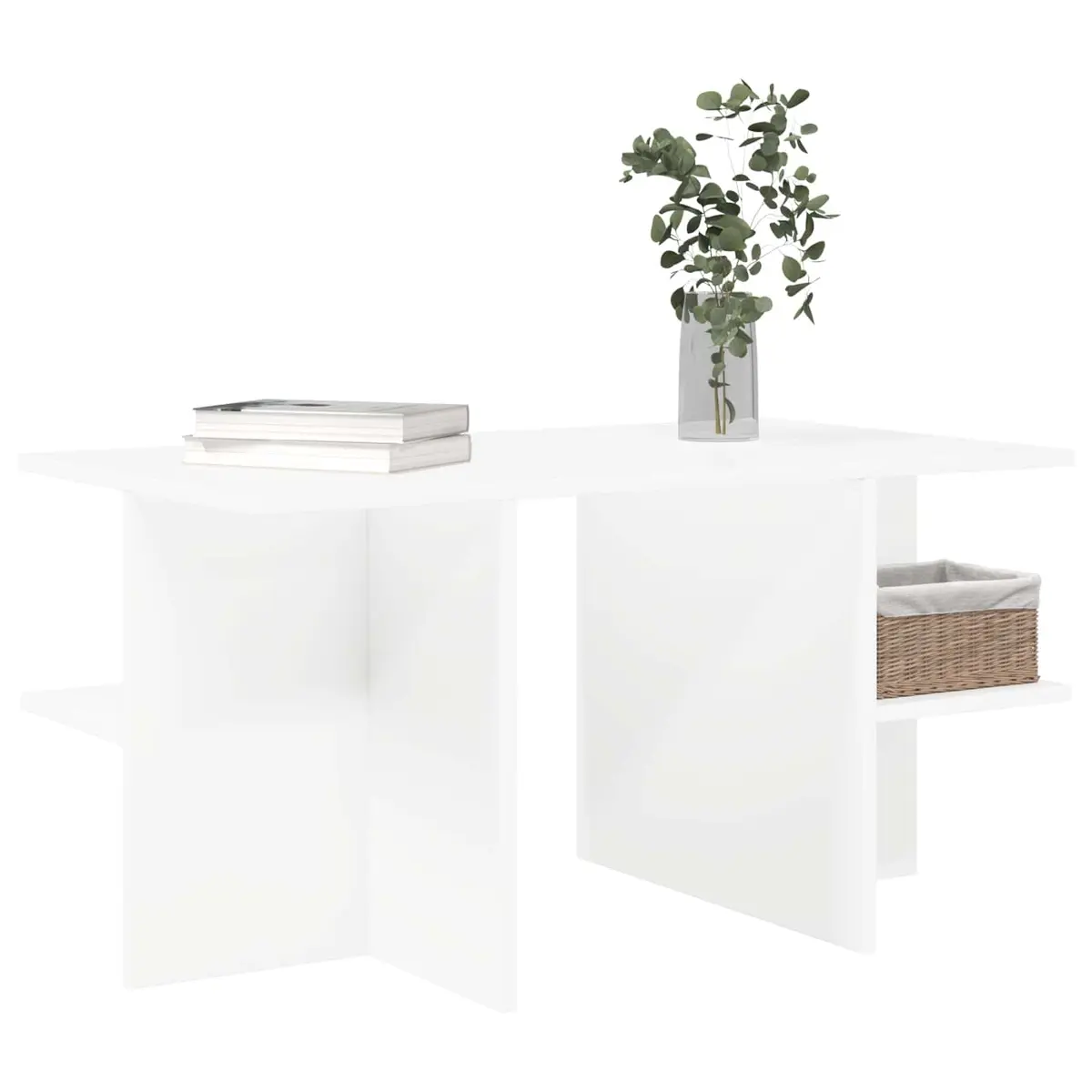Coffee Table Engineered Wood 87 x 50 x 45 cm White