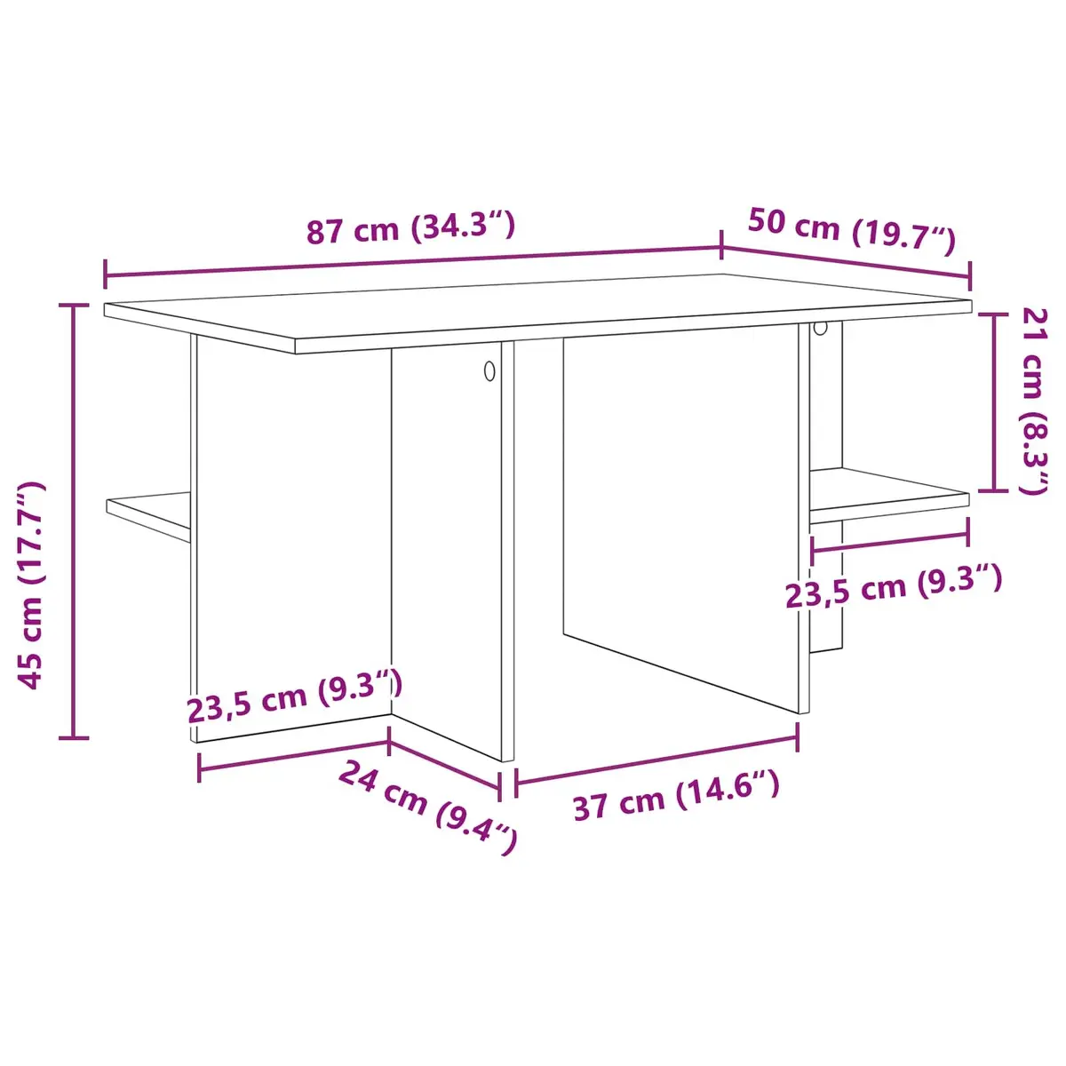 Coffee Table Engineered Wood 87 x 50 x 45 cm White