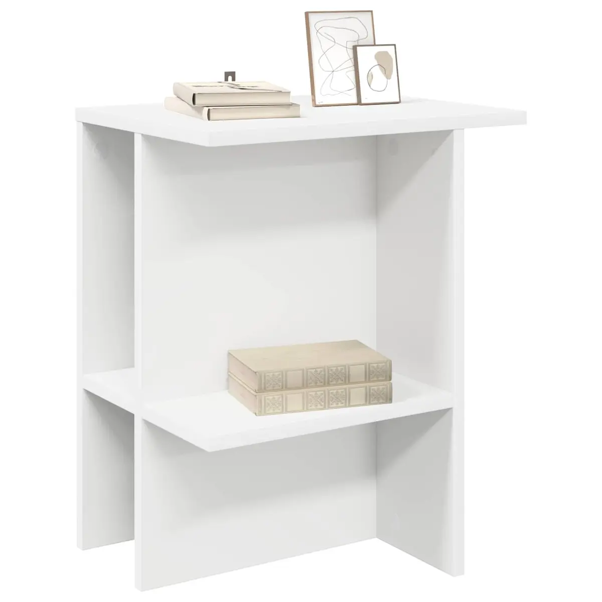 White Coffee Table with Storage Shelves