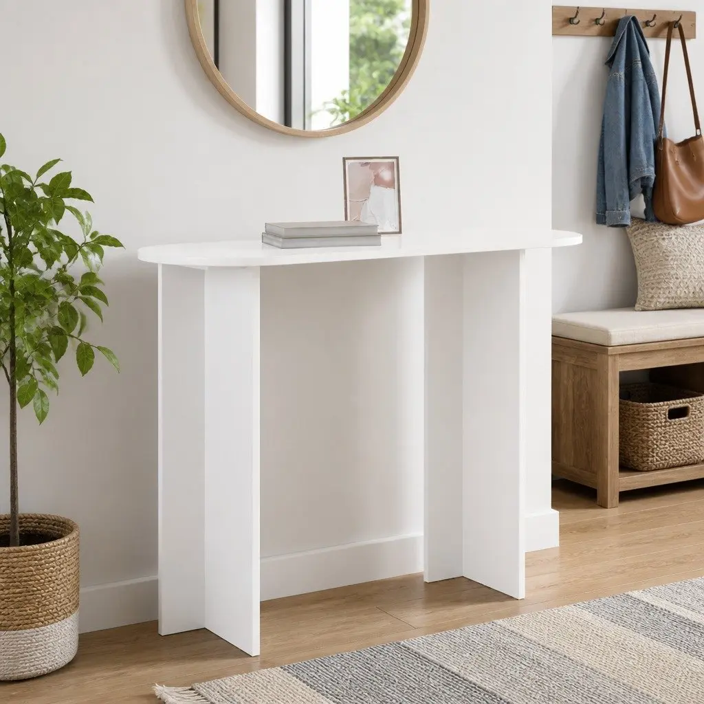 White Console Table for Hallways and Living Rooms