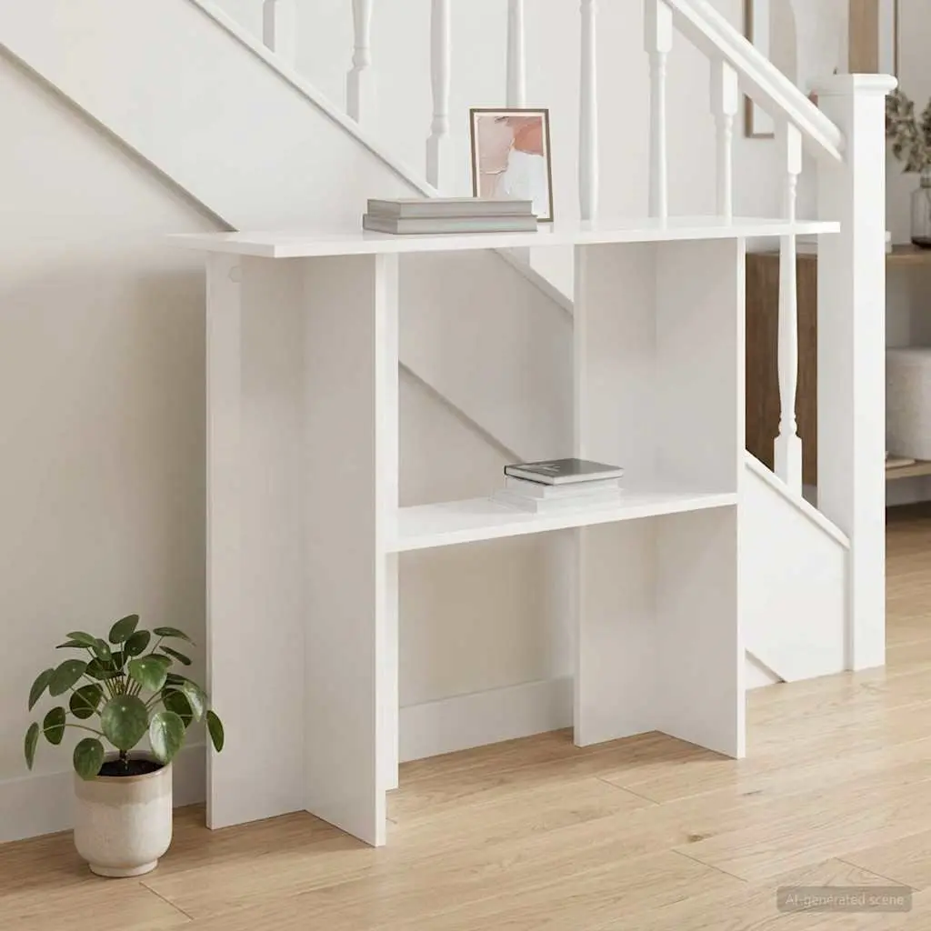 White Console Table with Engineered Wood Build