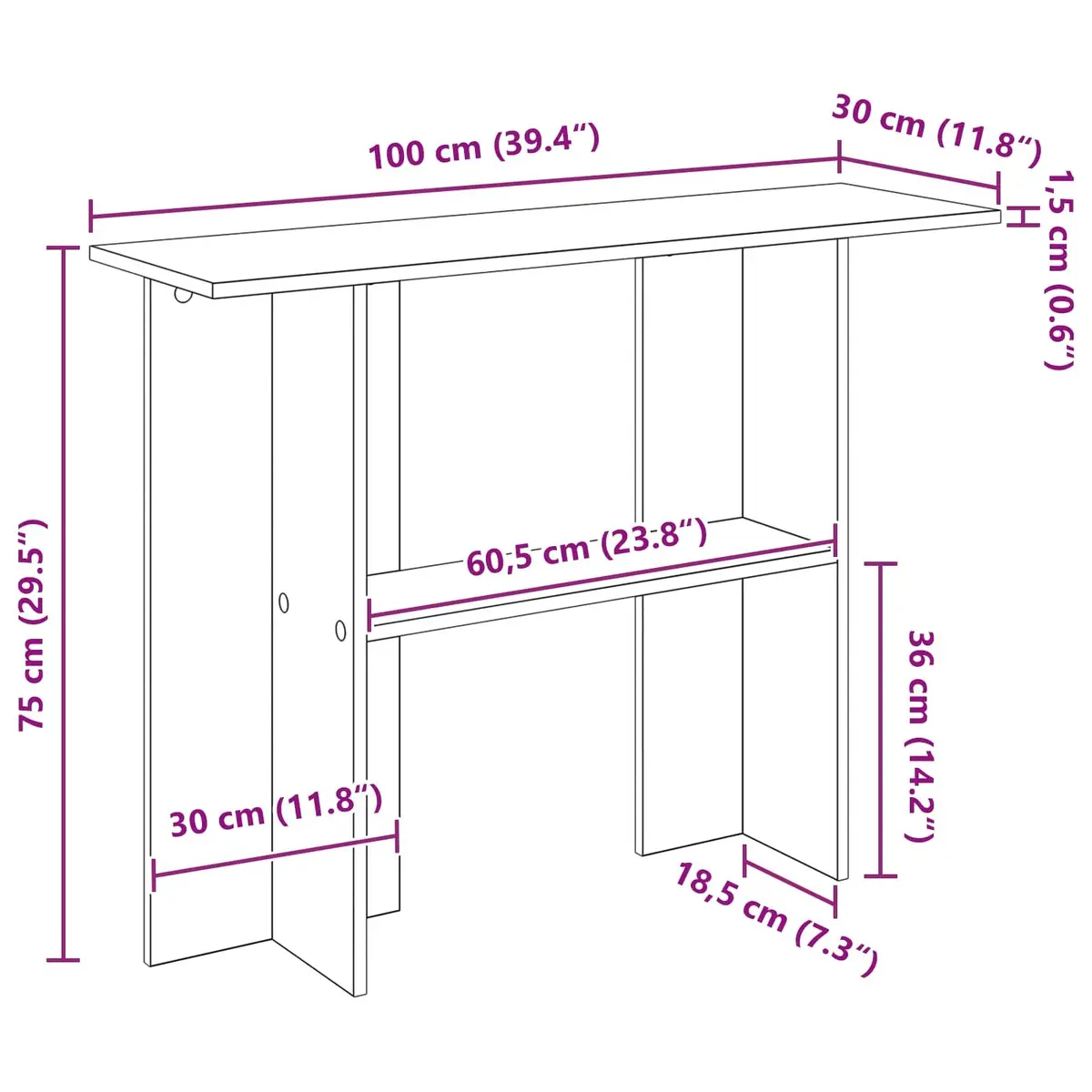 White Console Table with Engineered Wood Build