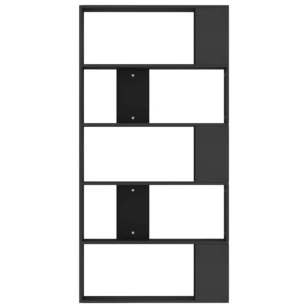 Black Book Cabinet Room Divider with 5 Compartments