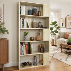 Brown Engineered Wood Book Cabinet with Room Divider Function