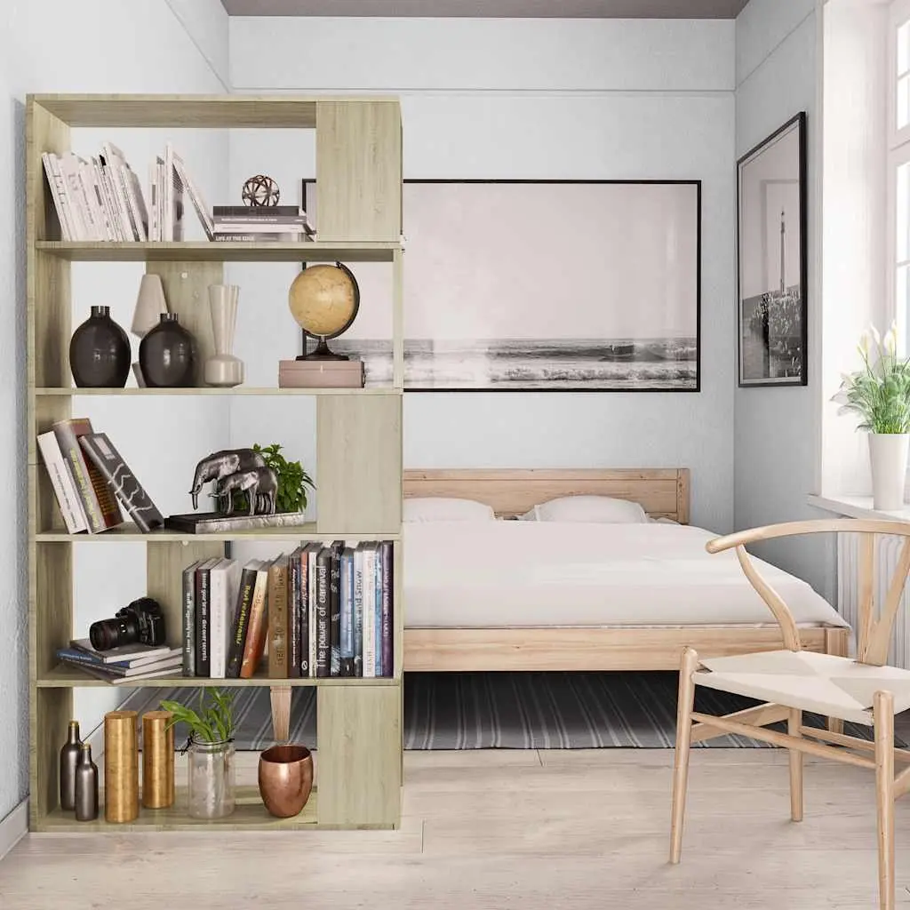 Brown Engineered Wood Book Cabinet with Room Divider Function