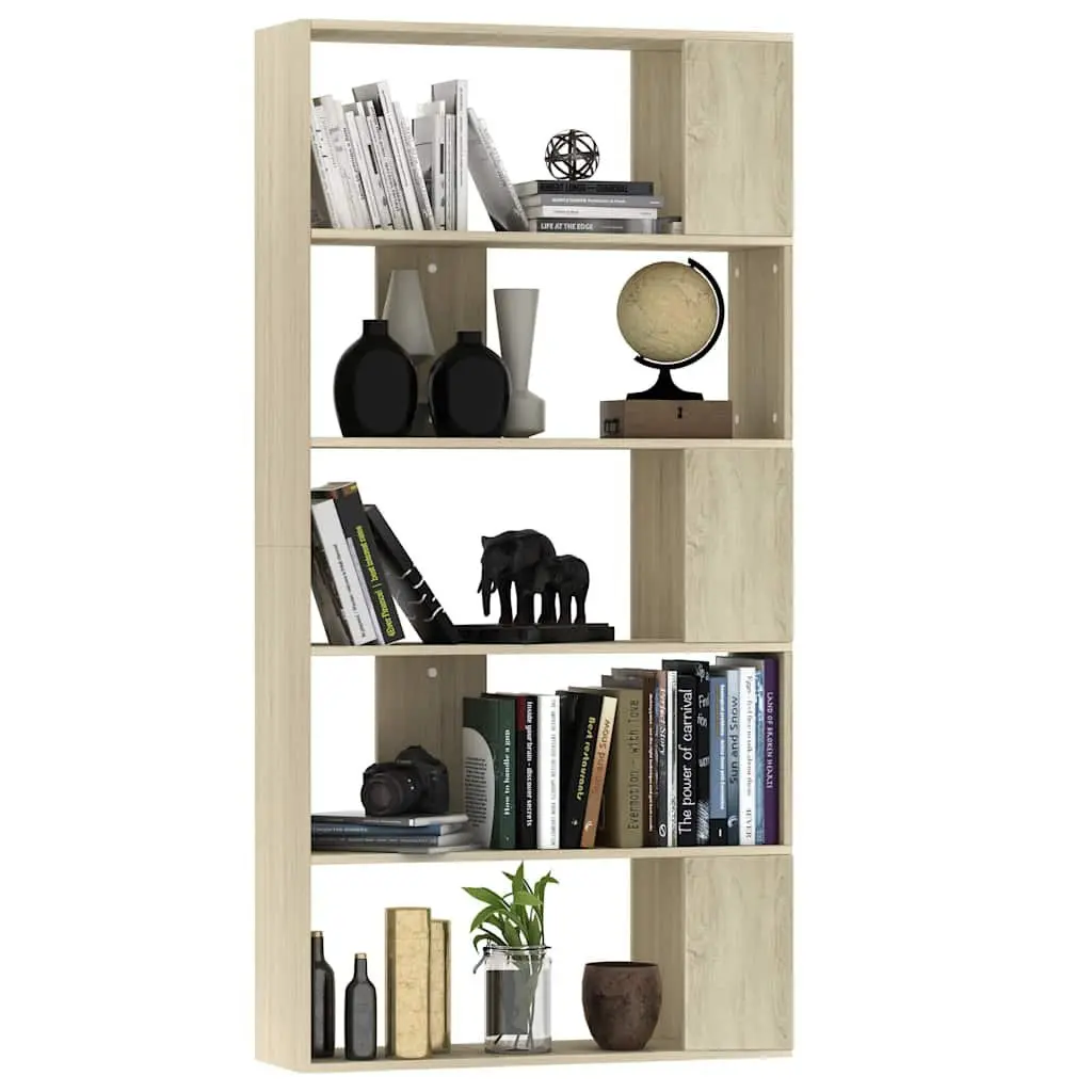 Brown Engineered Wood Book Cabinet with Room Divider Function