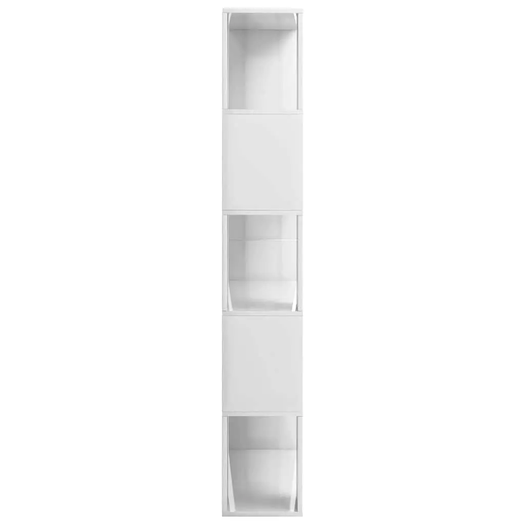 5-Shelf White Gloss Book Cabinet for Storage and Division